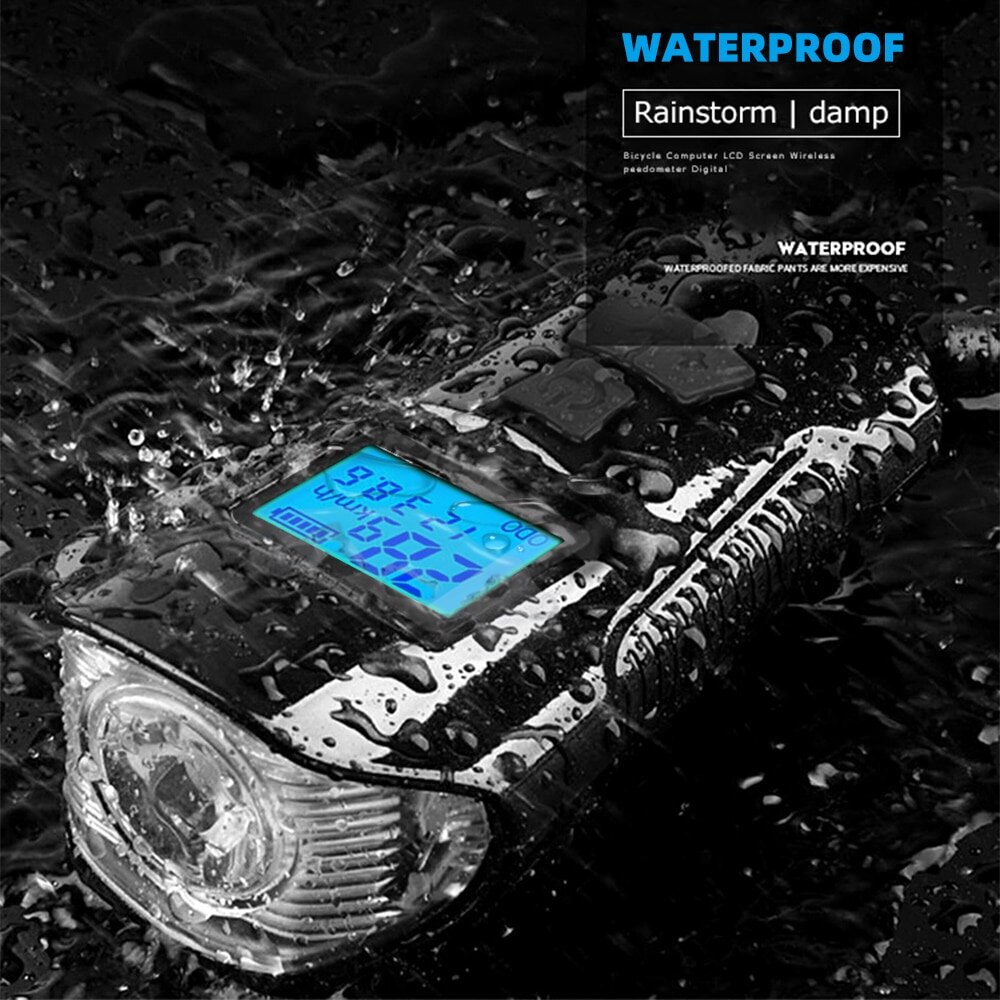 Waterproof Bicycle Light Computer Cycle Speedometer Lights USB Rechargeable Bike Front Light Flashlight LED Cycling HeadLight