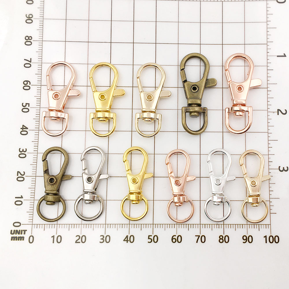 Ganchos de broche de langosta chapados en oro de aleación de Zinc clásico, para bricolaje, llavero, collar, pulsera, accesorios para hacer joyas, 6 colores, 10 unids/lote