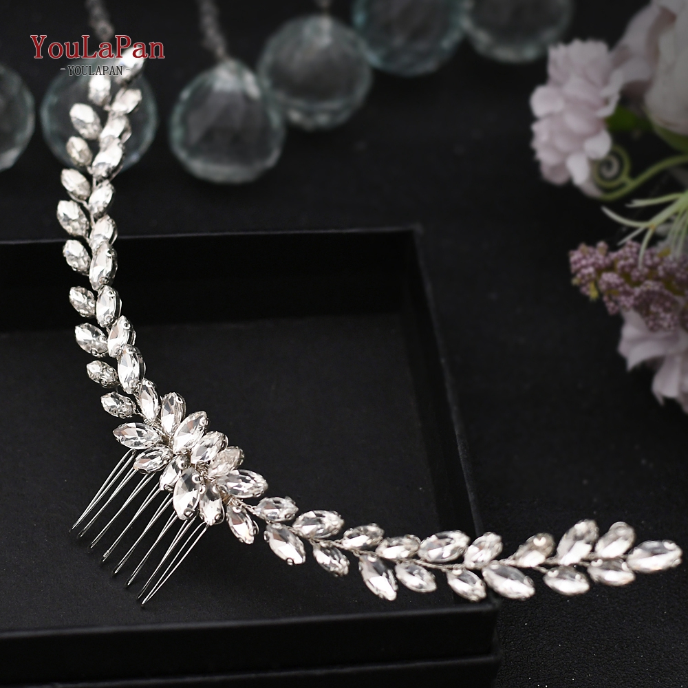 Topqueen-acessórios de cabelo hp301, estilo indiano, para noivado, fabricado em liga de flores, coroa e tiaras, prata, para casamento: HP339-Silver