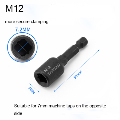 M4-M16 Tap Die Socket Adapter 1/4'' Hex Shank Square Driver Thread Tap Adapter Screw Tapping Chuck for Machine Tap Power Drill: M12