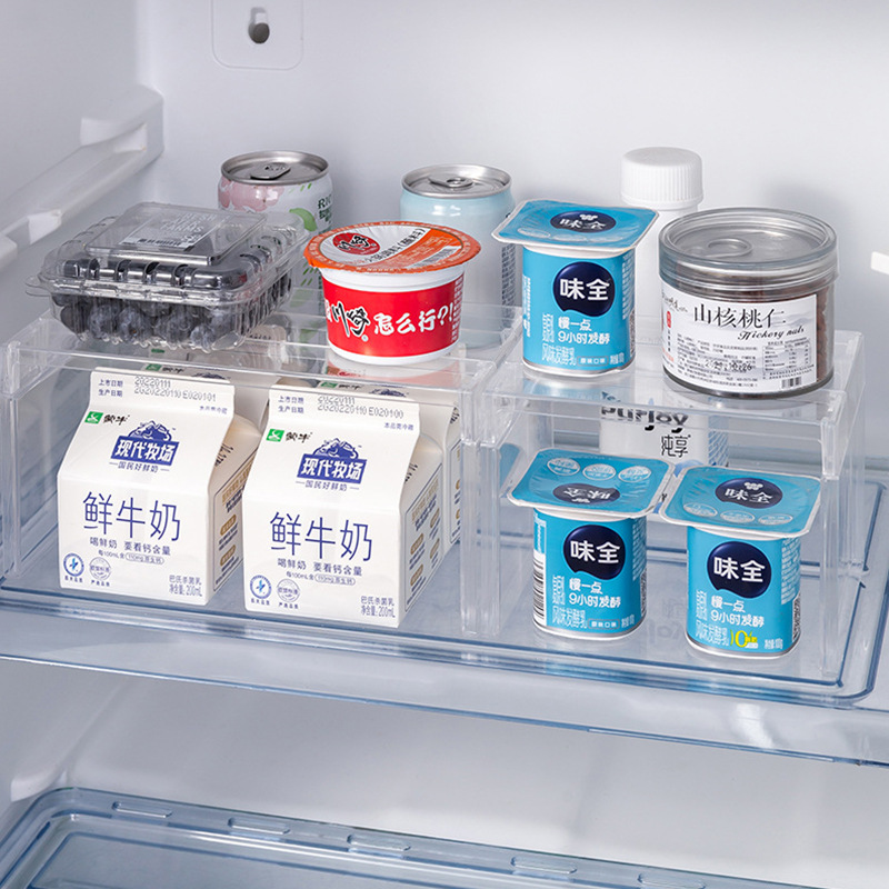 Detachable Plastic Refrigerator Organizer Shelf Multi-Purpose Storage Rack for Fridge Cabinet Cupboard Desktop