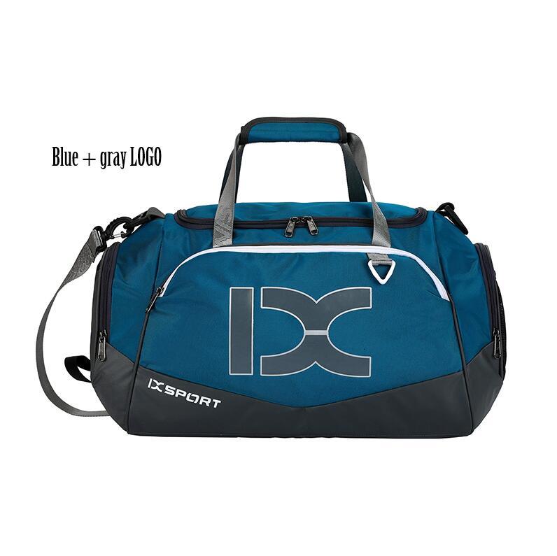 Stor afslappet vandprooftravel taske til mænd kvinder sport gym taske enkelt skulder håndtaske bagage duffleshoe tasker mochila laptop: Blågråt logo