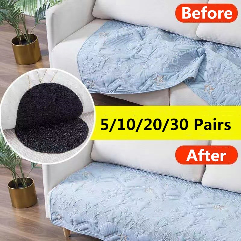 30 Paar doppelseitige selbst klebende Aufkleber mit Klett verschluss selbst klebendes Klebeband Teppich mit festem Patch Anti-Rutsch-Griff