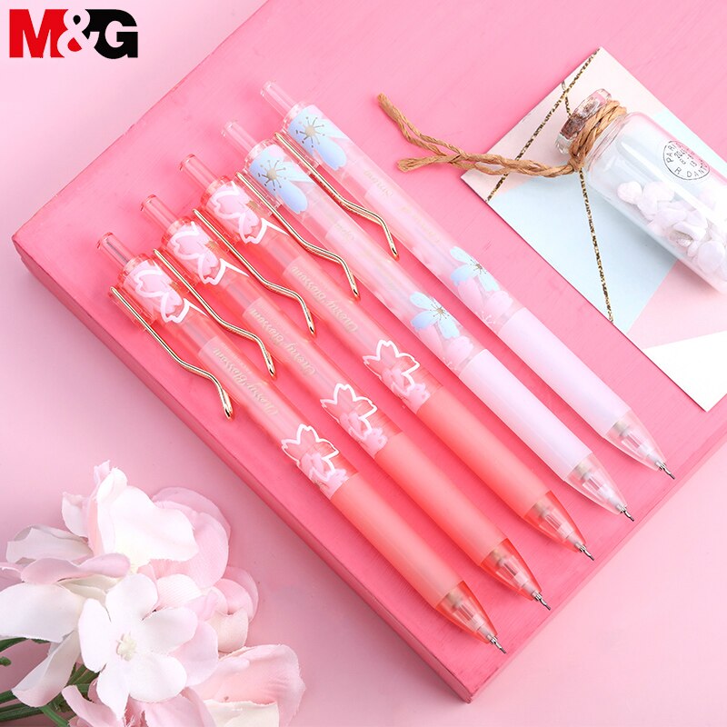 M&amp;G Cherry Pink Mechanical Pencil 0.5mm Lead Automatic Pencils Student Drawing for school office supplies