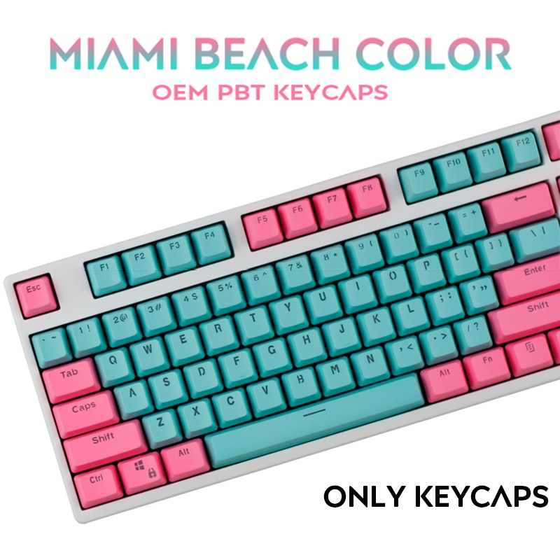 104/87 Key PBT Miami Double Color Backlight Mechanical Keyboard Keycap Universal Column For Ikbc Cherry MX Mechanical Keyboard