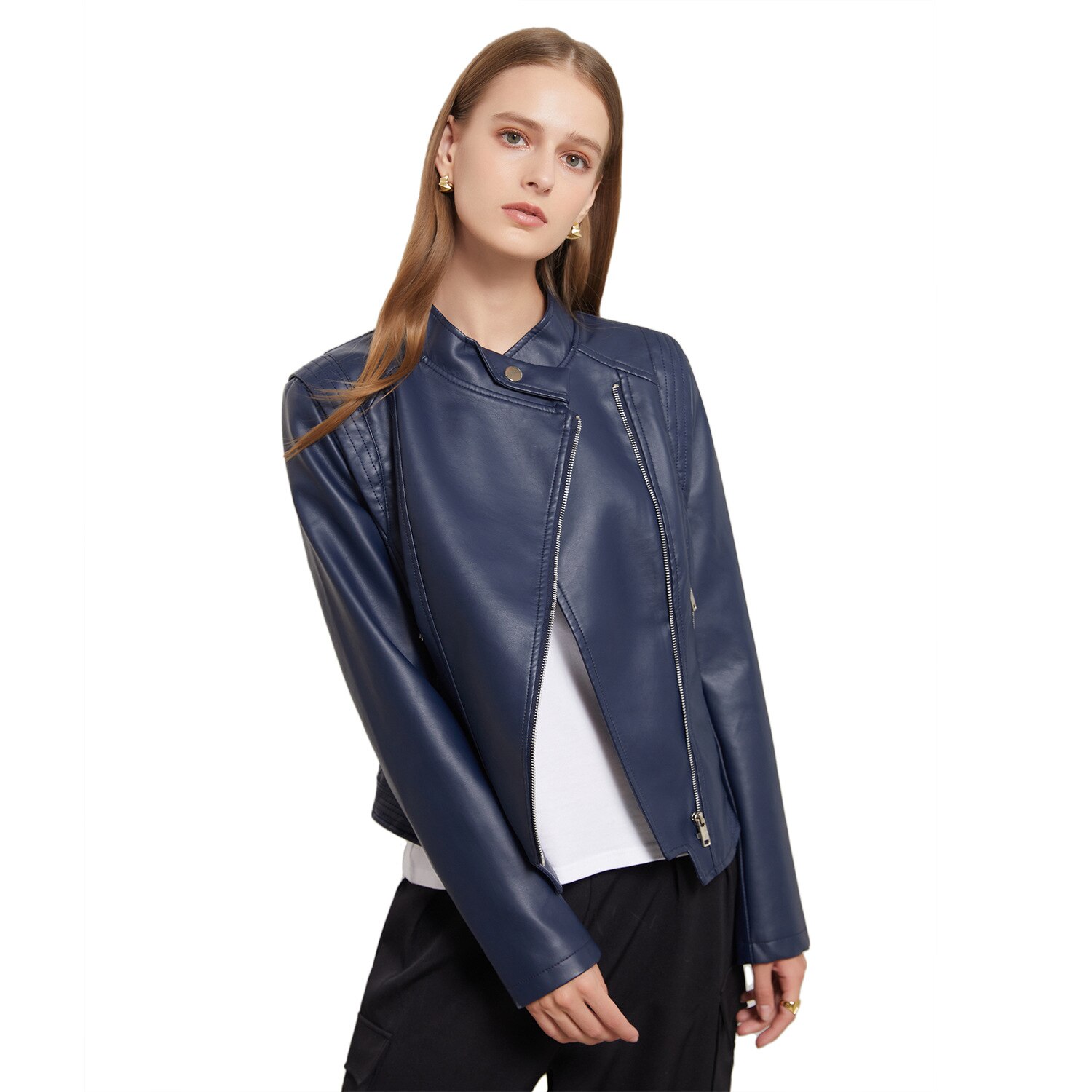 British Style Pu Lapel Women's Slim Leather Clothes Spring And Autumn Thin Long Sleeve Big Size Coat Short Jacket