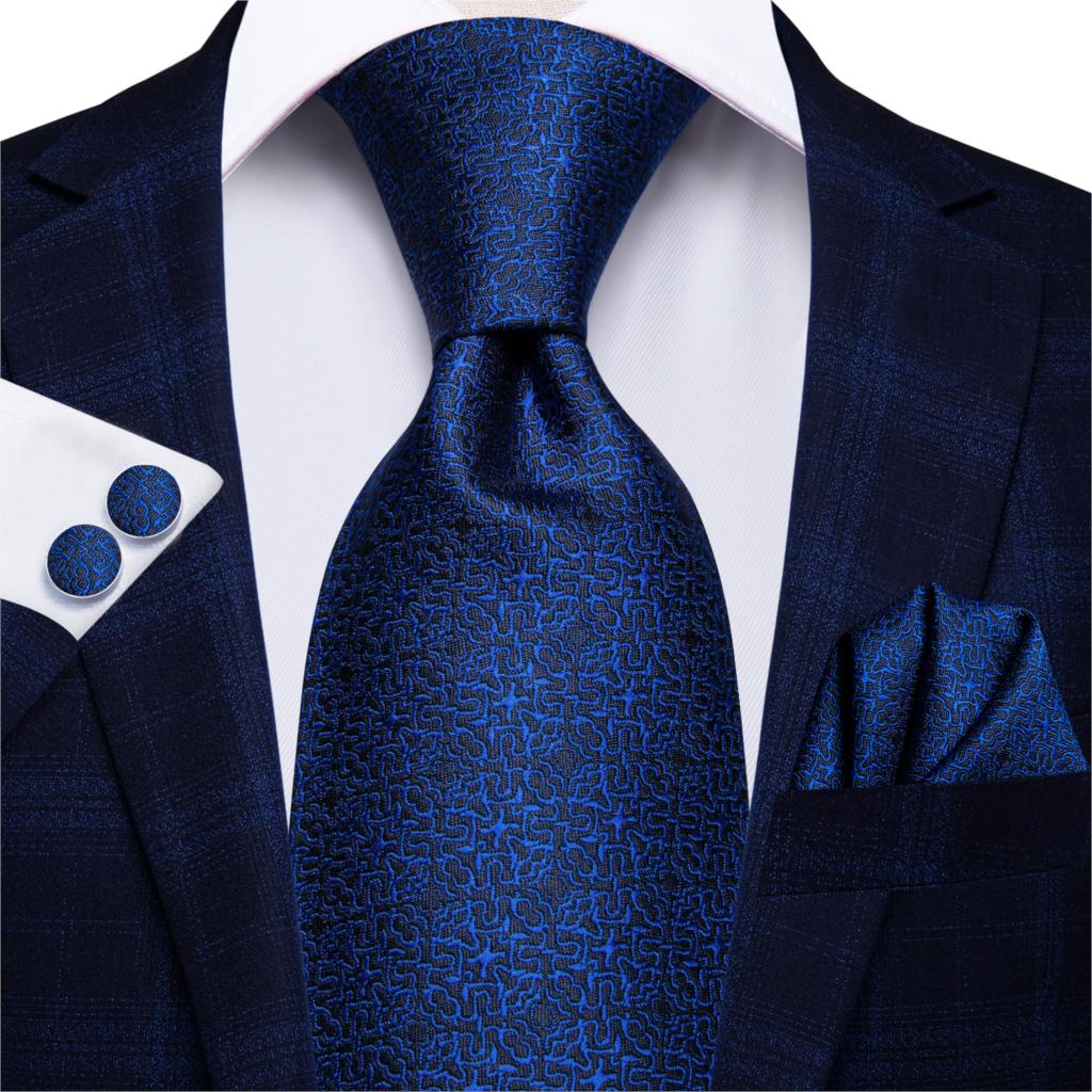 Hi-Tie-corbata de seda 100% para hombre, corbatas formales de lujo para boda, color azul, 8,5 cm