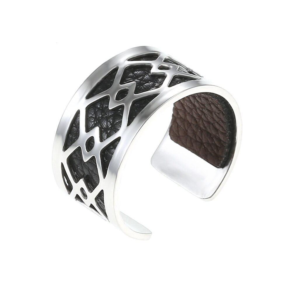 Cremo Giet Femme Sieraden Roestvrij Stalen Ring Band Verstelbare Ring Bague Femme Sieraden Diy Omkeerbare Lederen Ring: SR0016710