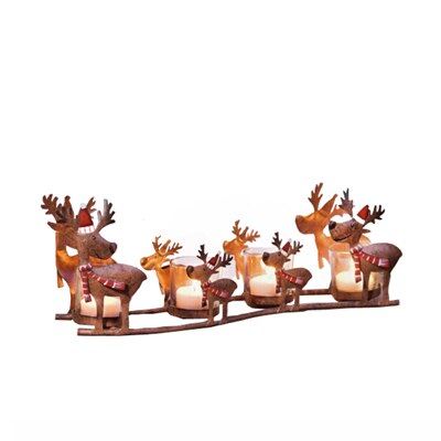 Ljushållare smidesjärn älg pull bil ljusstake retro jul mamma och barnrum rådjur släde med 4 ljus kopp: Default Title