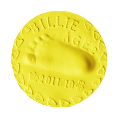 8 colores bebé 3D huella de mano fabricantes DIY juguetes pata impresión almohadilla secado de aire arcilla suave huella dactilar impresión padres -niño Inkpad: Yellow