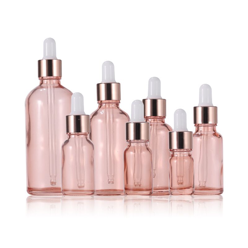 5 stuks 5-100ml lege druppelflesjes roze etherische olie glazen aromatherapie vloeistof roségoud massage pipetflesjes hervulbaar