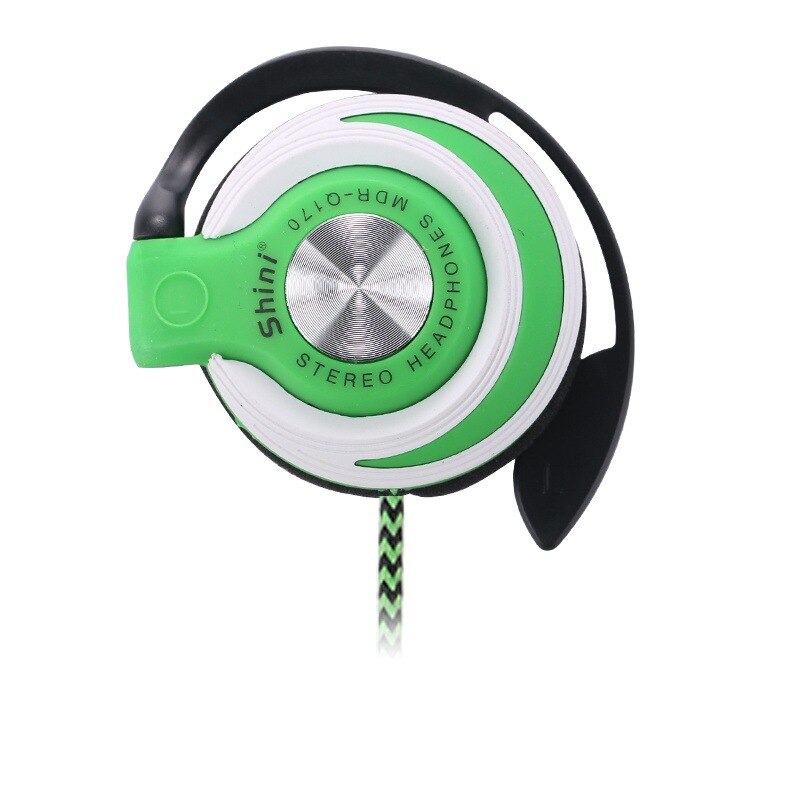 Super Bass Hoofdtelefoon 3.5Mm Sport Wired Headset Oorhaak Bass Oortelefoon Voor Mp3 Speler Computer Mobiele Telefoon: Green