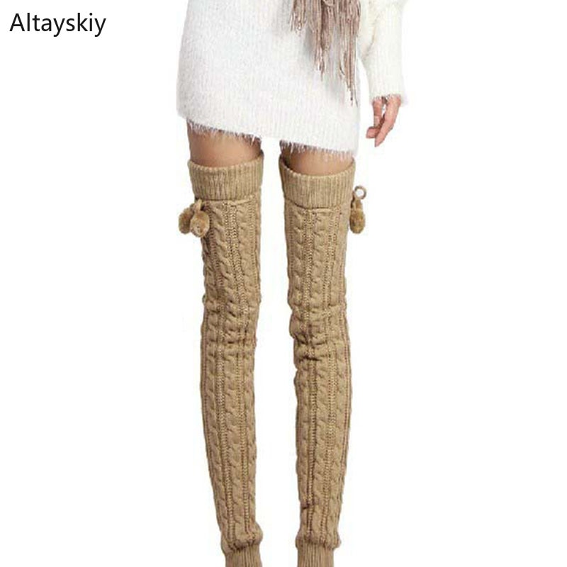 Beenwarmers Vrouwen Gebreide Haak Legging Warme Lange Knie-Voorraden Womens Eenvoudige Effen Kleur All-Wedstrijd Vrouwelijke Trendy casual