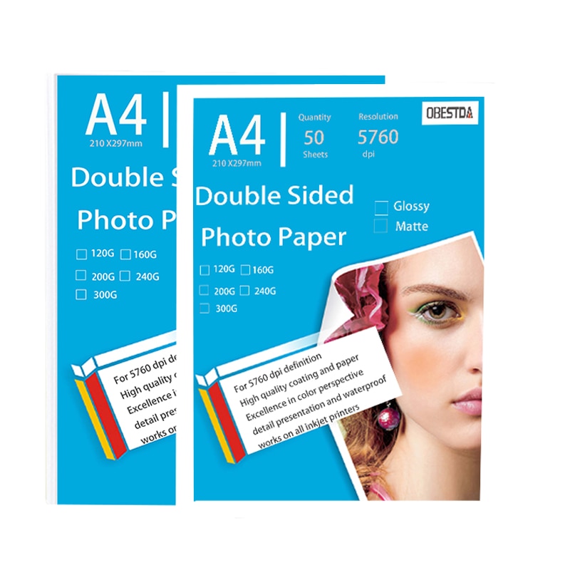 Papel estucado A4, papel fotográfico mate brillante de doble cara, impresión de inyección de tinta a color, papel fotográfico de tarjeta de visita de alto brillo, cartón de 160g