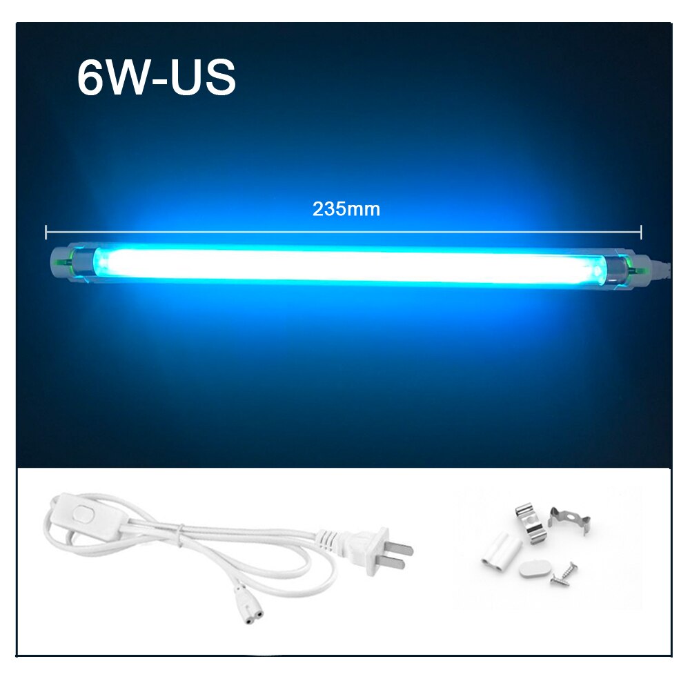 2PCS/lot Ultraviolet Germicidal Light 220V UV light T5 Tube UVC quartz lamp for home hospital Disinfection Bactericidal Lamp: 6W With US Plug