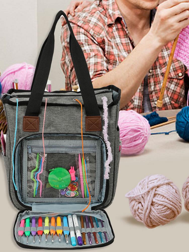 Szydełka szycie zestaw DIY worek robić przechowywania szydełko haki nici torba robić przechowywania przędzy DIY Organizer wełna szydełko haki