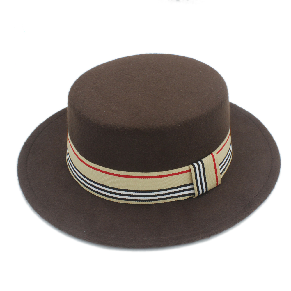 Frauen Männer Wolle Flache Homburg Filzhut Gentleman Schweinefleisch Kuchen Kirche Bootsfahrer Panama oben Kappen Gute Paket Größe 56-58 CM