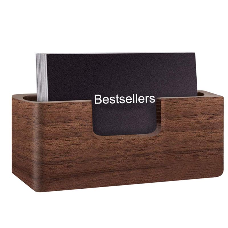 wooden business card holder, desk card holder.