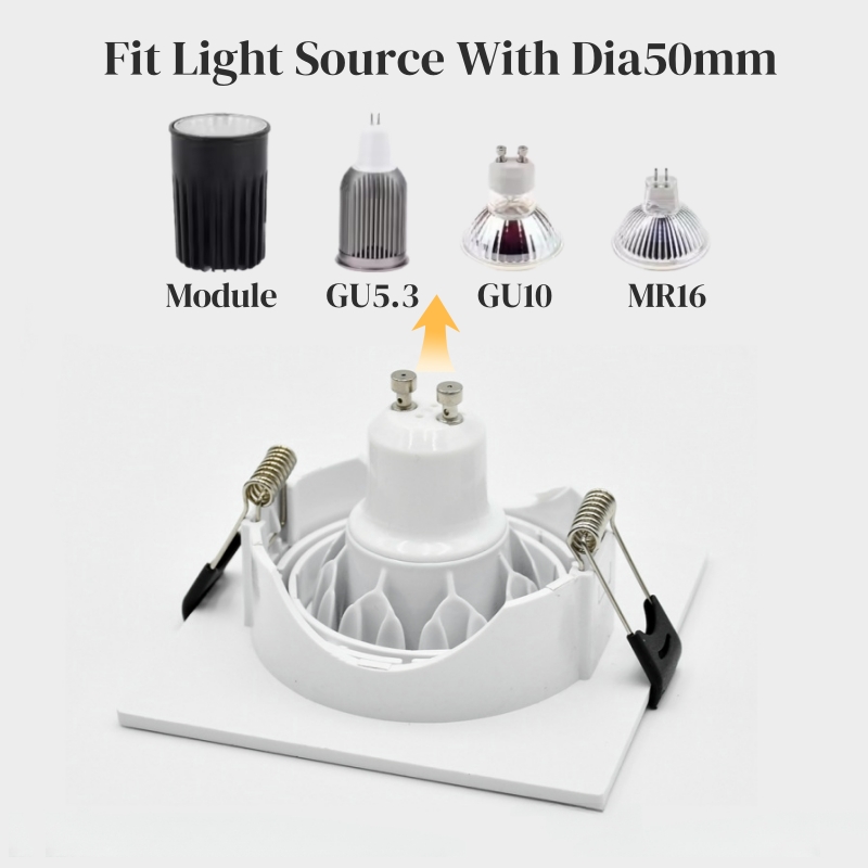 Ingebedde Vierkante LED Halogeen Lampvoet Houder GU10/MR16 Lamp Vervangbare Plastic Beugel Plafond Spotlight Montage Frame Fitting