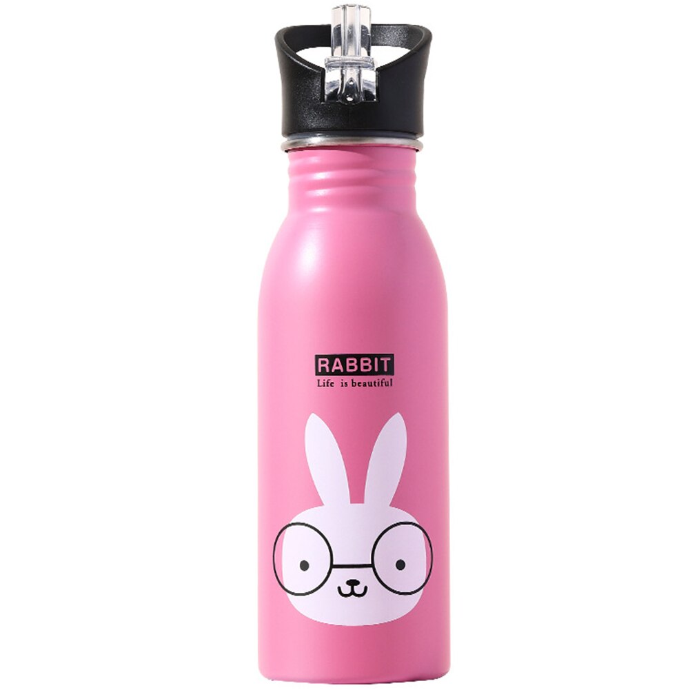 500 Ml Dier Patroon Water Fles Outdoor Sport Geïsoleerde Leuke Cartoon Kids Met Gesp Rvs Bergbeklimmen Camping: Pink 1