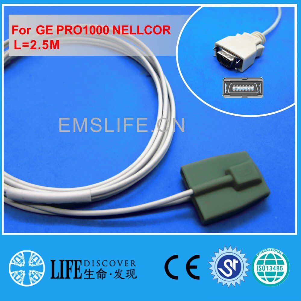 Long cable AWT adult finger clip spo2 sensor for GE dinamap pro1000 Nellcor: child silicone
