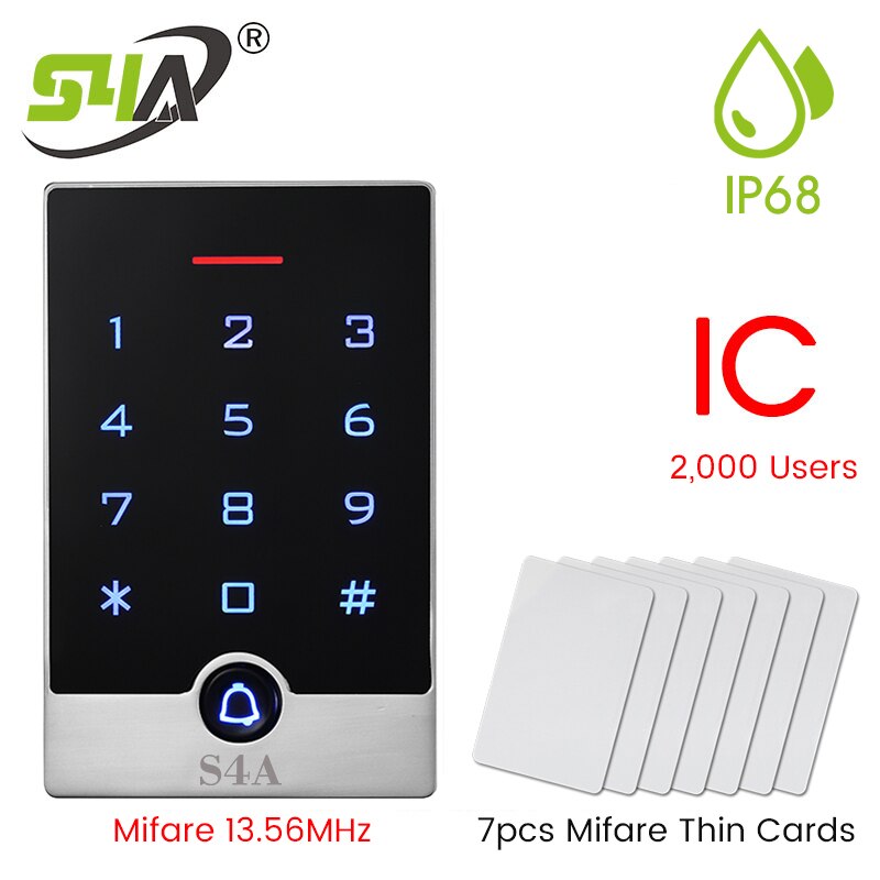 IP68 Waterdichte Standalone Rfid Toetsenbord 125Khz Toegangscontrole Rfid Reader 2000 Gebruiker Touch Screen Keyless Deur Opener: T15W IC cards