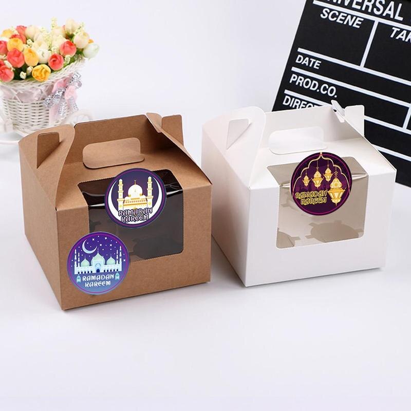 Autocollant rond noir, étiquette lanterne Eid Mubarak V4I3 pour Ramadan, 120
