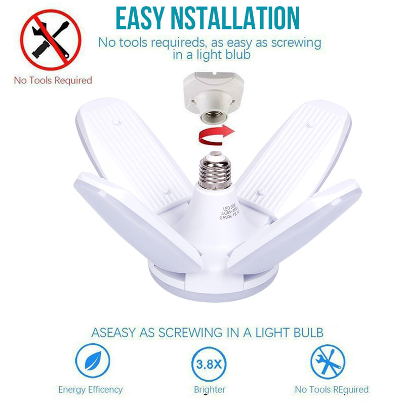 Ac85-265v 60w ledet deformerbar lampe  e27 b22 til værksted industriel belysning garagelys justerbar loftslampe lys