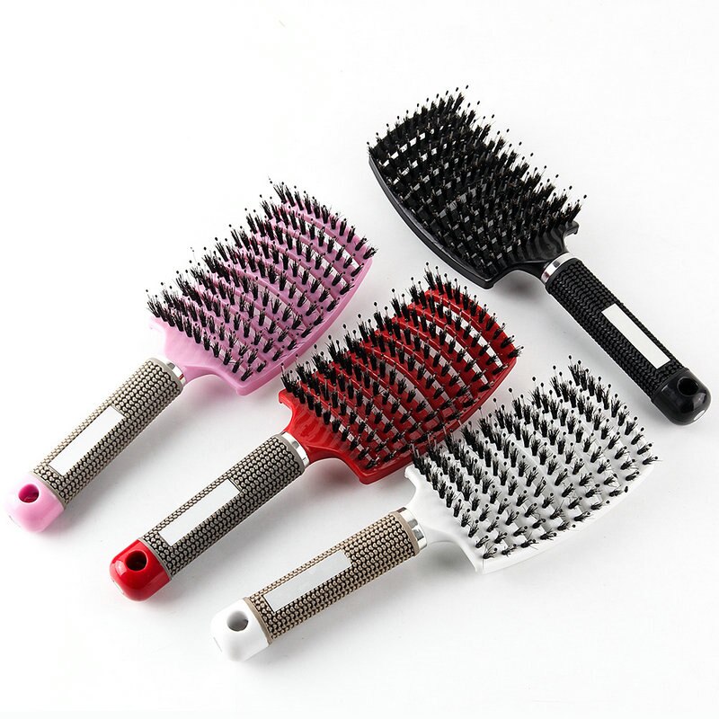 Femmes cheveux Massage peigne soies en Nylon brosse à cheveux humide bouclés démêler brosse à cheveux pour Salon de coiffure outils de coiffure brosse à cheveux
