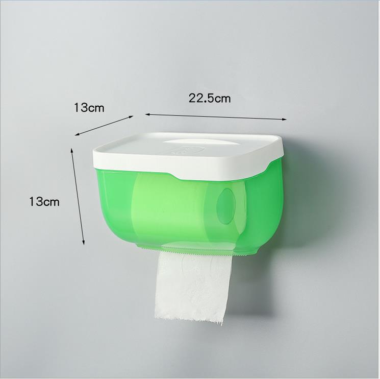 Wall-Mounted Tissue Box, Bathroom Waterproof Toilet Paper Holder, Paper Towel Box Organizer Household: Light Green