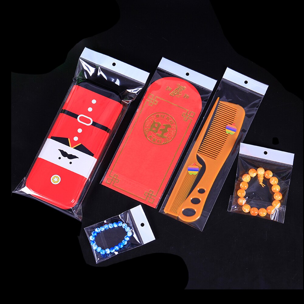 6*10cm Self Adhesive Clear Plastic OPP Polybag Pouch Packaging Bag for Party Jewelry Ornaments Ring Earrings With Hang Hole