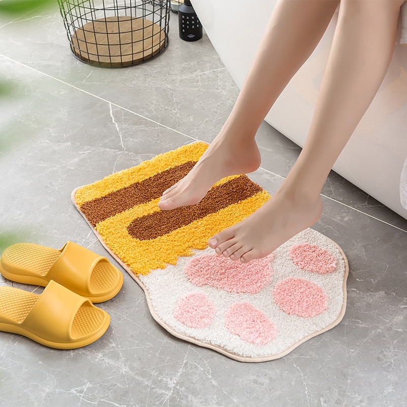 Kawaii cat paw tecknad badmatta toalett bekväm entrématta vattenabsorption halkfri matta matta sovrum barnrumsmattor
