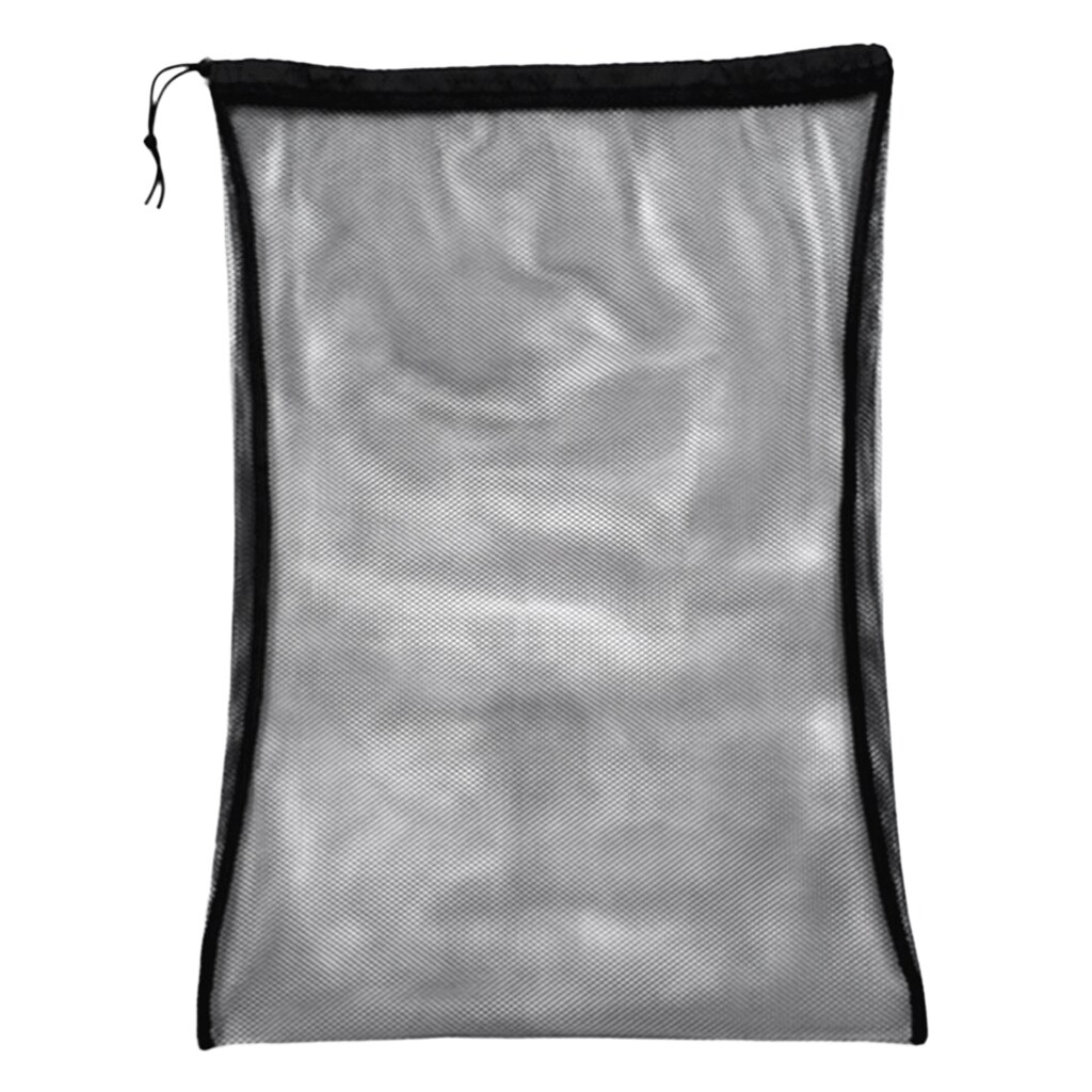 2 Pieces Heavy Duty Carrying Mesh Drawstring Gear Bag for Snorkeling Fins Flippers (Black, 25'' x 18'')