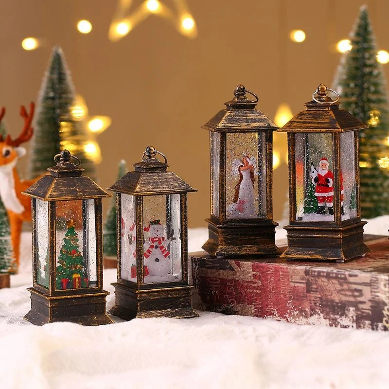 retro Quadratische Lampe Weihnachtsmann Nachtlicht Weihnachten LED Windlichter Weihnachtsbaum Ornamente Weihnachten Heimat Dekoration