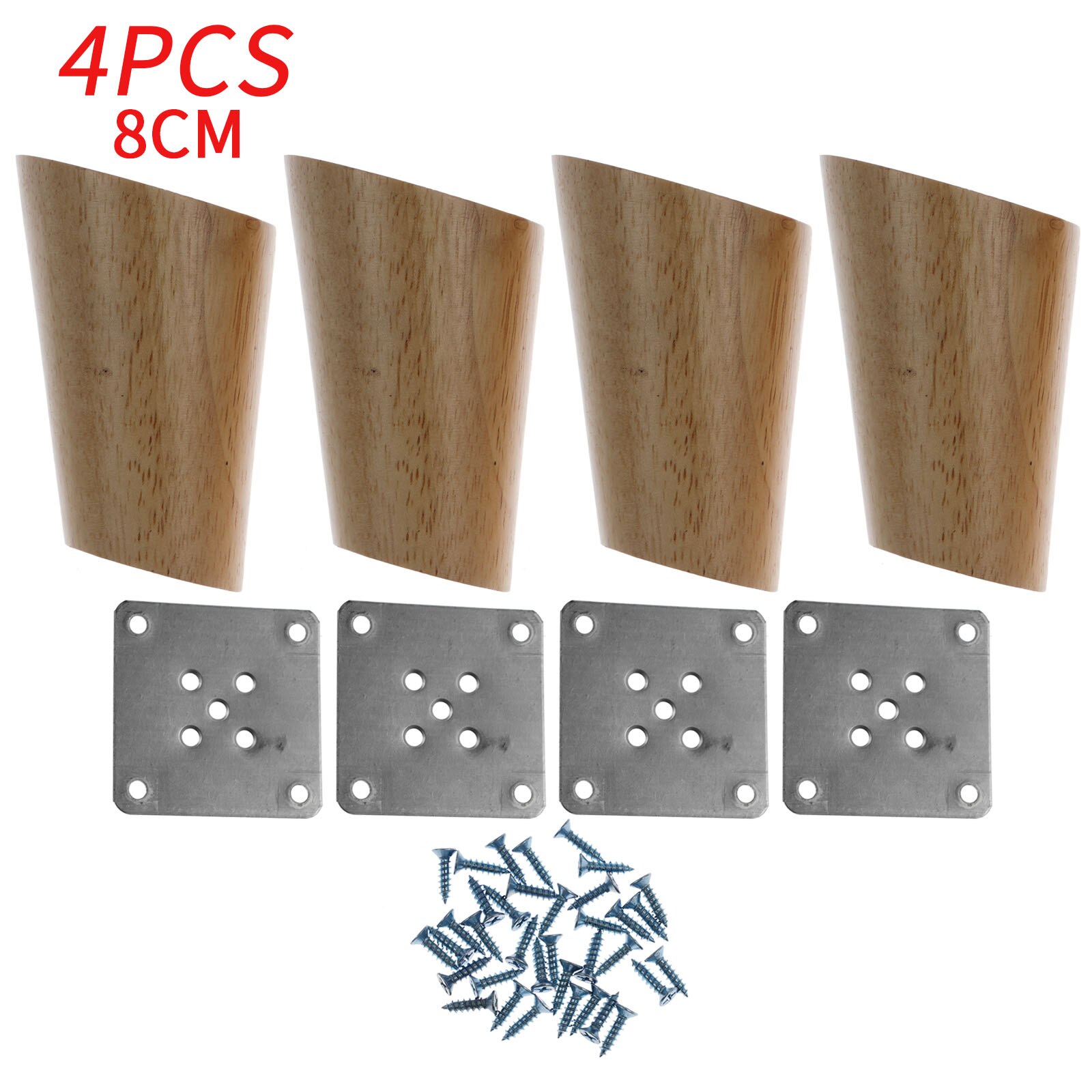 4Pcs Solid Wood Furniture Inclined Cone Replacement Feet with Screws and Mounting Plate Compatible for Sofa Bed Table and Chair: Wooden C