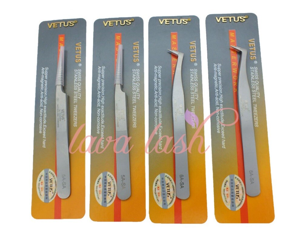 Vetus 6A-SA Wimper Extension Pincet Makeup Tools Rvs Niet-magnetische Pincet Valse Wimper 3D Nauwkeurige Pincet Winkel