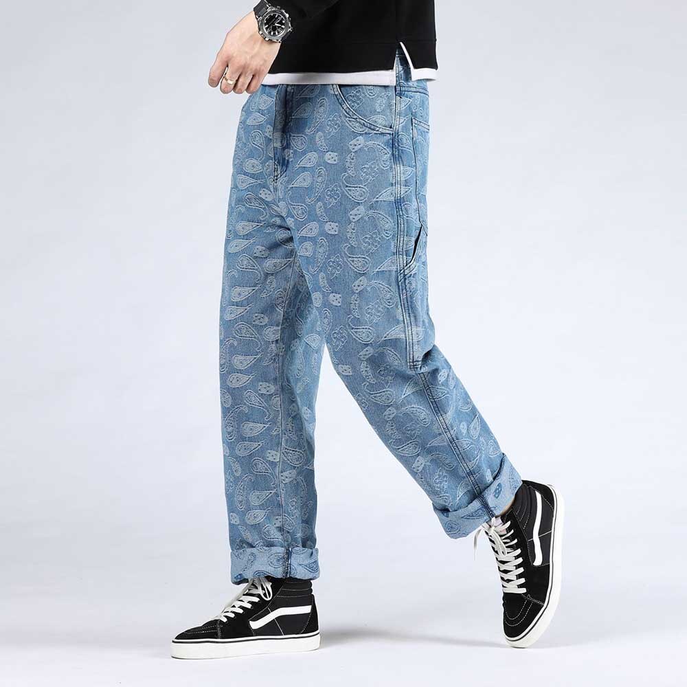 Hiphop harem jeans plus size heren casual denim broek losse baggy rechte broek streetwear herenkleding