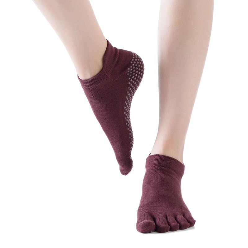 Dames katoenen antislip sokken ademende sokken met vijf tenen dans yoga sportsokken zes kleuren