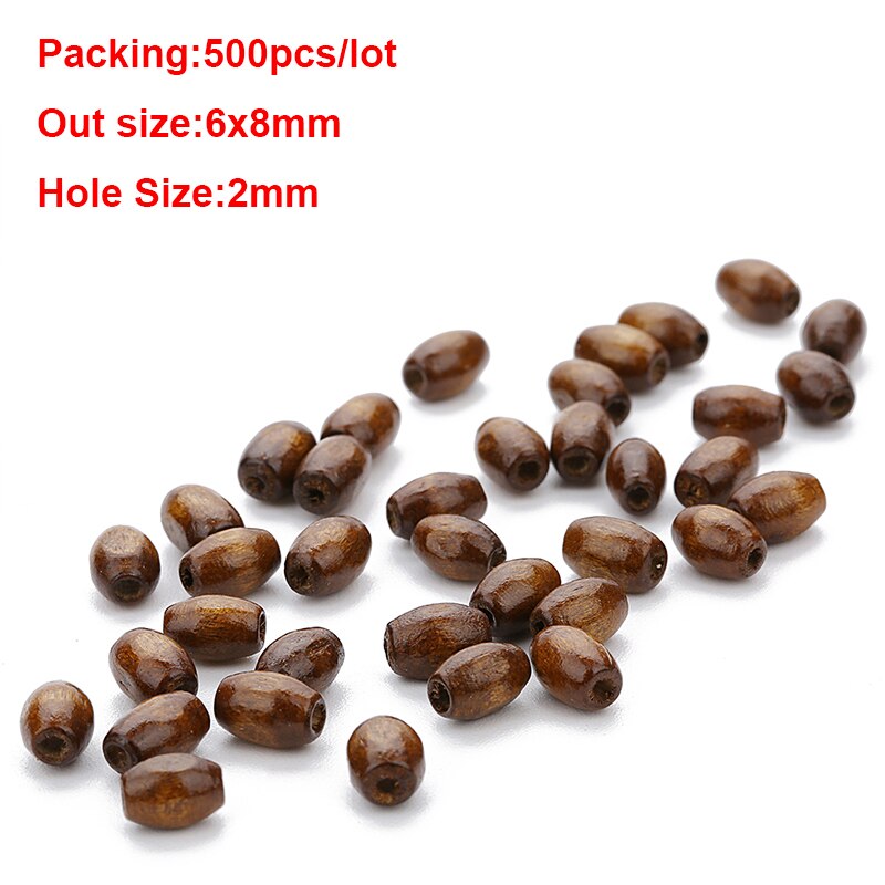 Natural Brown Wooden Beads Round Stripes Loose Spacer Wood Beads Abacus Beads For Diy Jewelry Makings Necklace Bracelets: 500pcs oval