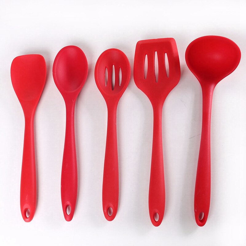Kitchen Utensil Set Silicone Spoon Baking Cooking Tools Non-stick Cookware High Temperature Resistance Spoon Leak Shovel