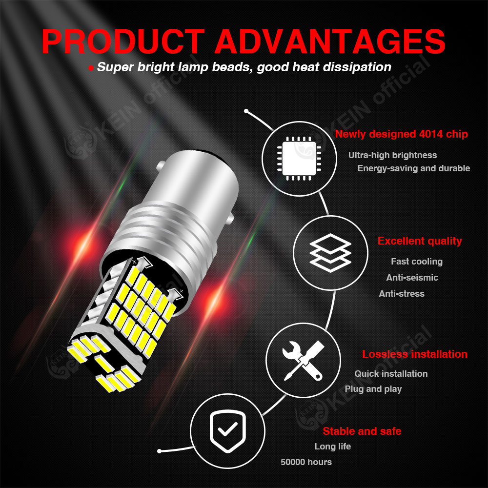 KEIN 2 uds 7 colores P21W 1156 1157 bombilla Led BA15S BAY15D T20 7440 7443 W21W 45SMD 4014 señal de giro de coche freno trasero parada lámpara de marcha atrás