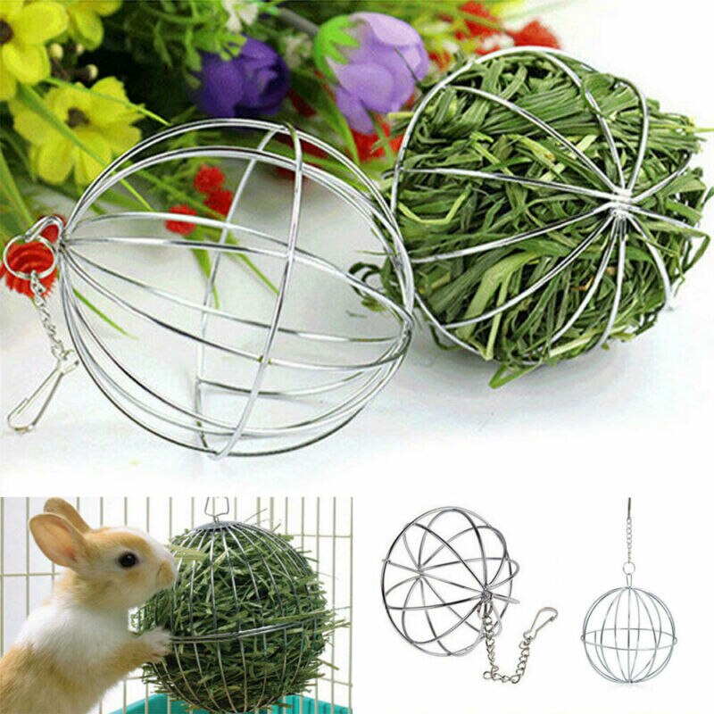 Metal Sphere Feed Dispense Exercise Hanging Hay Ball Guinea Pig Hamster Rabbit Herbivores Pet Feeding Exercise Toy 8CM