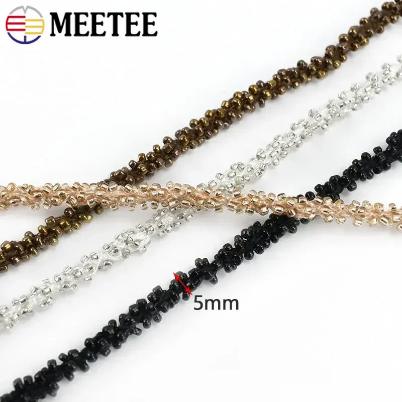 1/2/4/8M 5mm Kralen Kant Trim Lint Glas Kraal Koord Gordijn Trouwjurk decoratieve Ketting Portemonnee Veters Kleding Rand Versieringen