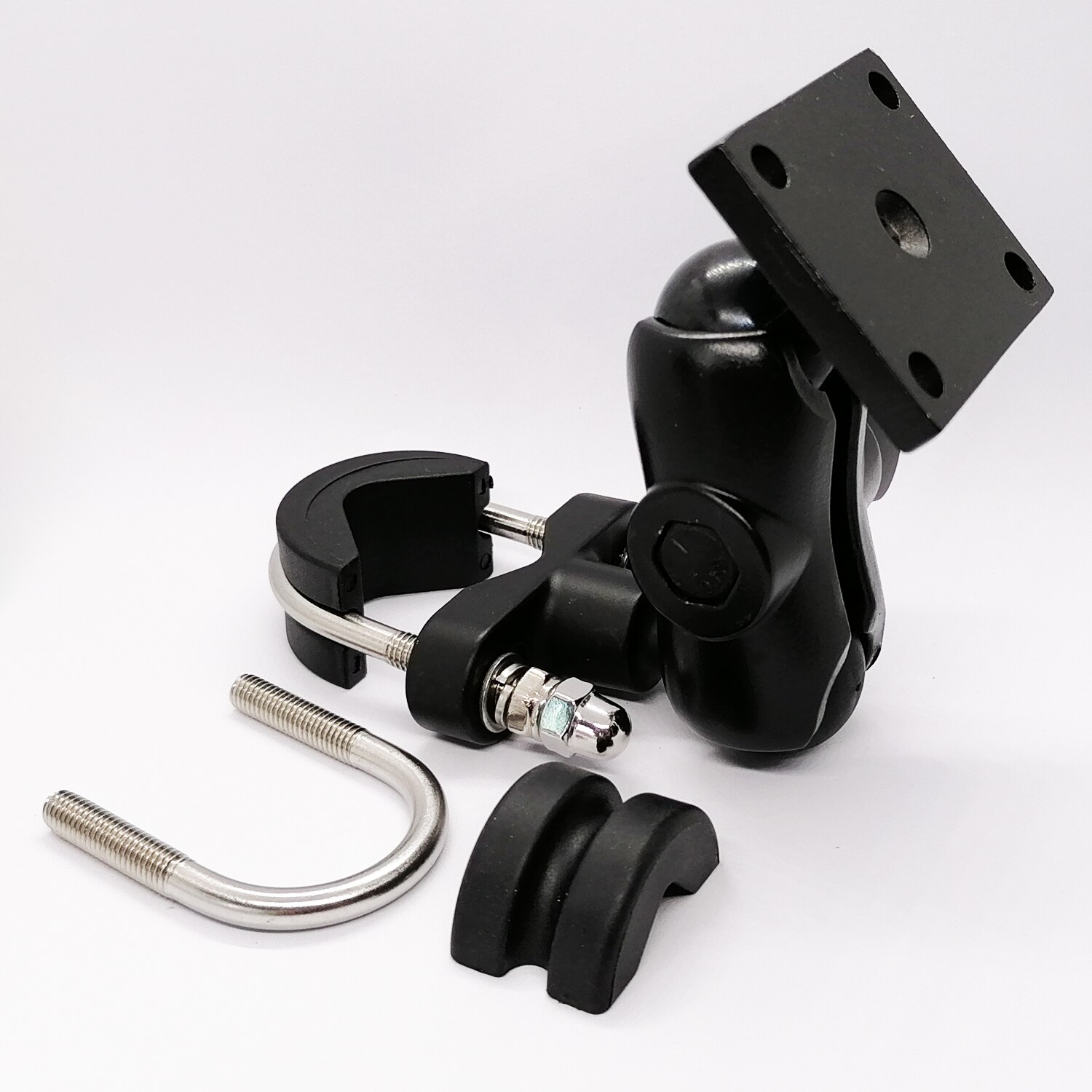 Heavy Duty Aluminum Alloy Motorcycle Handlebar Rail Mount for GPS with U Bolt Base 6 CM Double Socket Arm and AMPS Hole Pattern