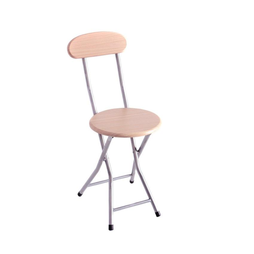 Starley Opvouwbare Metalen En Houten Stoel Met Rugleuning, 74X35X30 Cm Houten Kruk, Voor Keuken, Tuin, Woonkamer, Bar