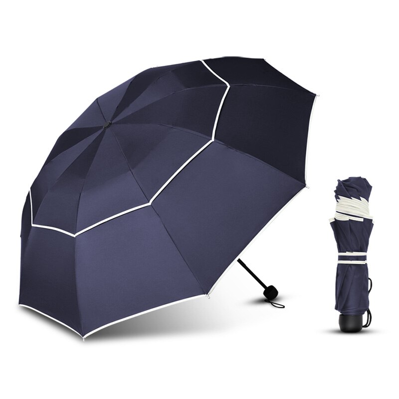 Paraguas grande plegable resistente al viento 3, paraguas grande de lujo para hombre y mujer con diez huesos, paraguas de negocios para hombres, lluvia, mujeres, Parasol de: Blue