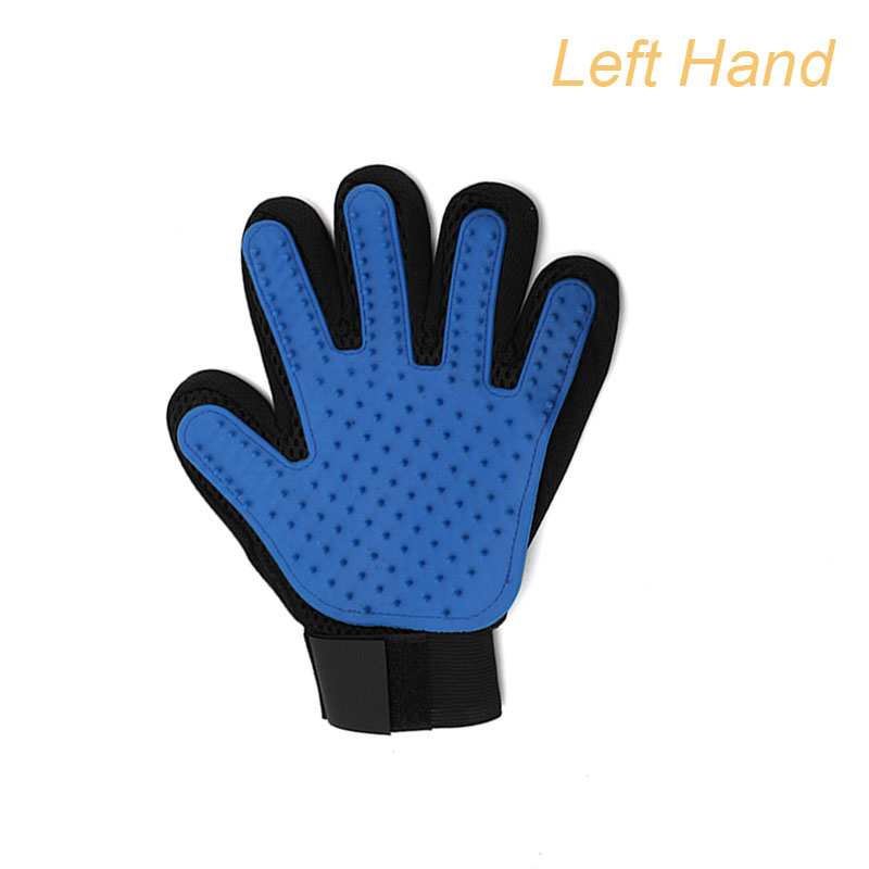 Pet Care Glove Cat Grooming Glove Deshedding Cat Brush Gloves Dog Comb for Cat supplies Bath Clean Massage Hair Remover Brush: blue left hand