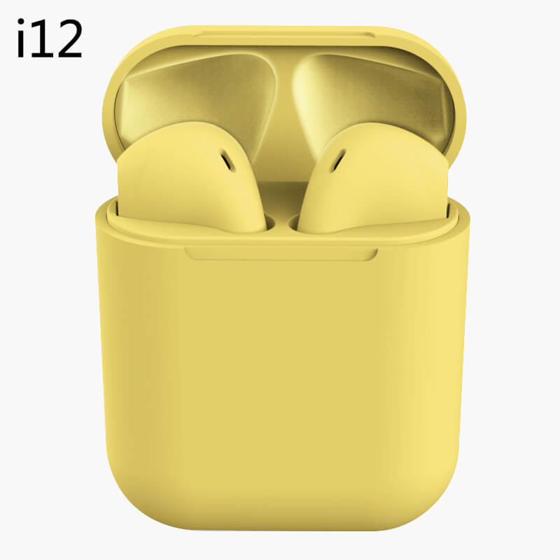 TWS Earbuds Wireless Bluetooth Earphones i7s i12 5.0 Stereo Sport In-Ear Multifunctional Headsets With Microphone 【Upgrade】: i12-Yellow