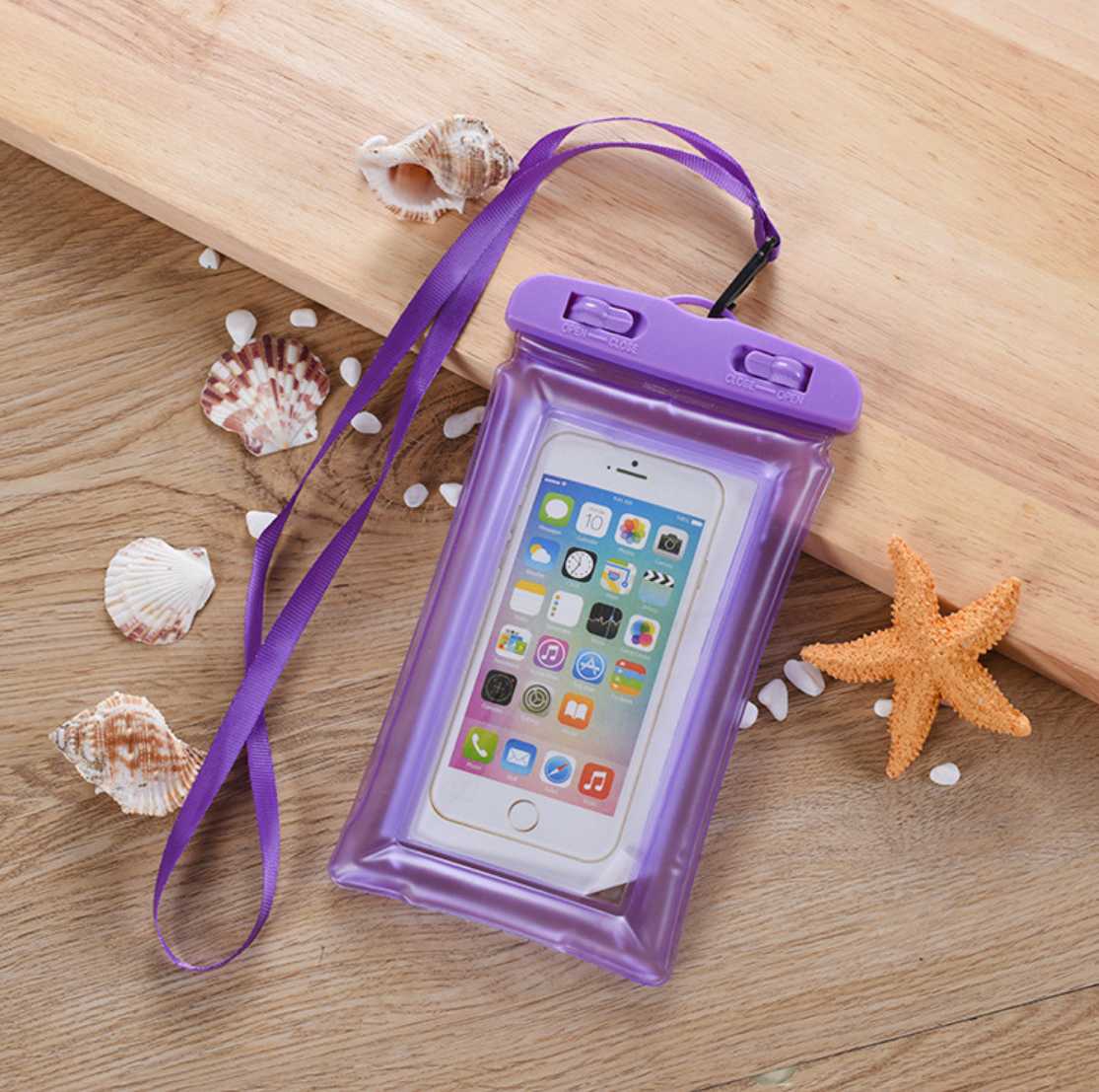 Float Waterproof Mobile Phone Case For iPhone X Xs Max Xr 8 Samsung 6.5 inches Clear PVC Sealed Underwater Smart Phone Dry Pouch: Purple