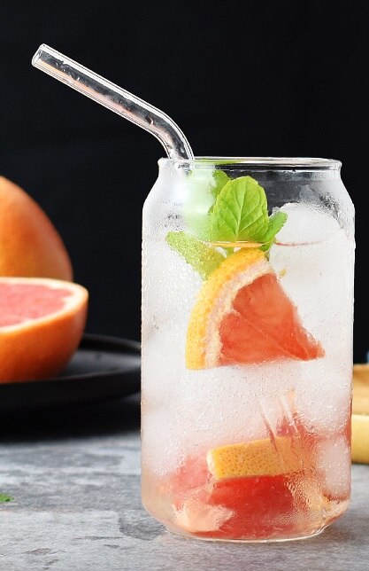 Vaso de cristal con forma de lata , vaso para agua leche zumo, cerveza, 400ml, 550ml y vaso de paja para postre: 400ml with straw
